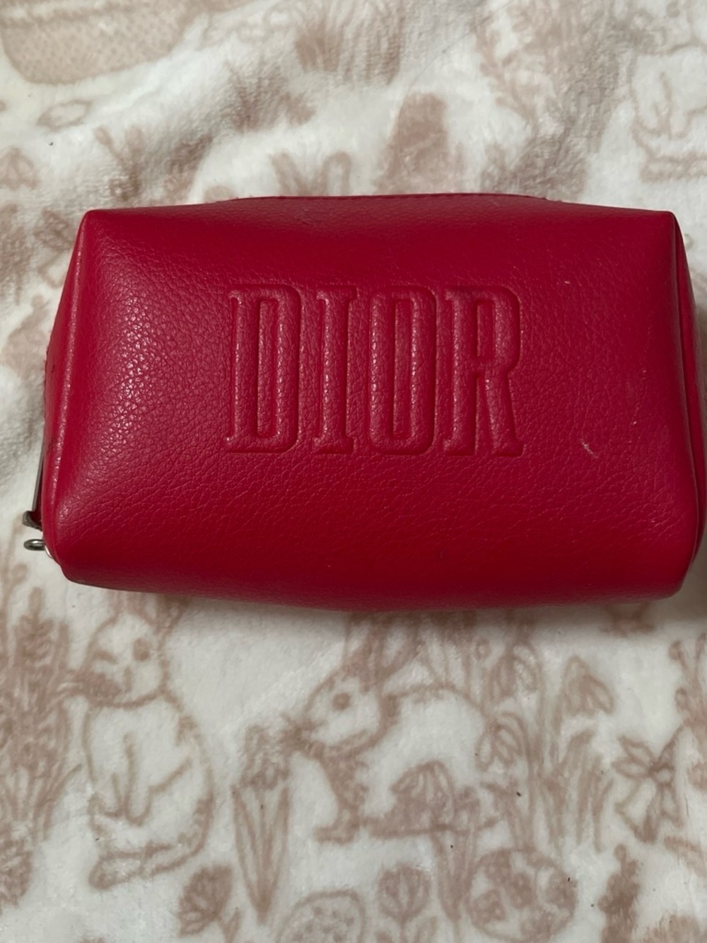 Dior Small Red Embossed Logo Pouch